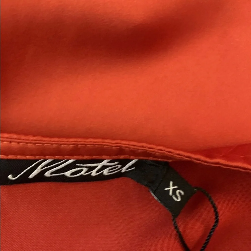 Motel Rocks Red Dress Furia Satin Rust Party Dress V-Neck Wrap Size XS UK 8 - Picture 6 of 8